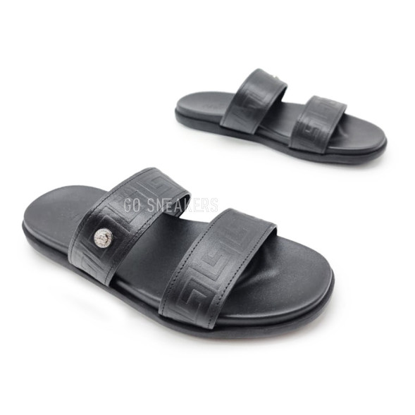 Мужские шлепки Versace Flip-flops Leather Black