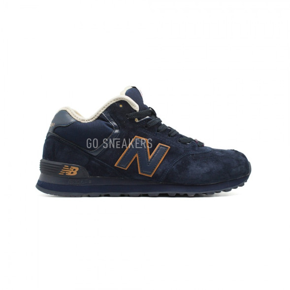 Мужские зимние кроссовки New Balance 574 High-top Navy-Gold
