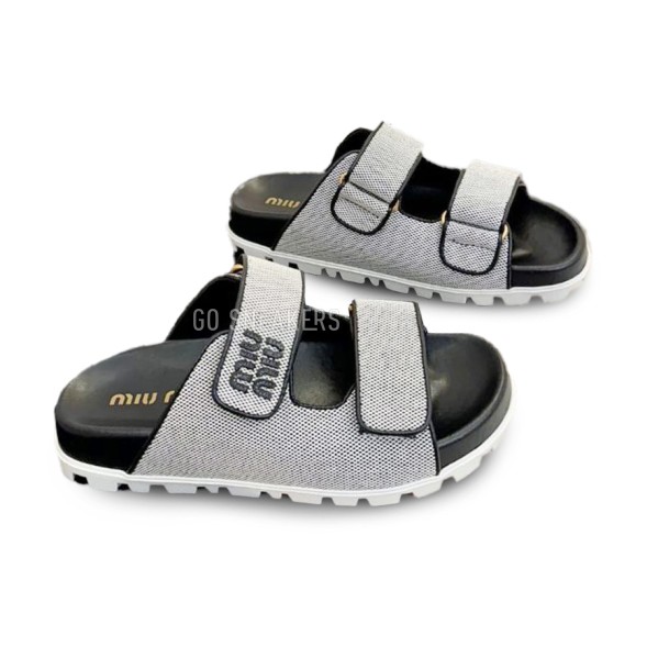 Женские шлепанцы Miu Miu Flip-flops Textile Grey